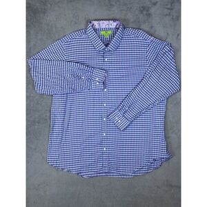 Bristol & Bull Shirt Mens 4XLT Blue And Purple Check Long Sleeve Button Down